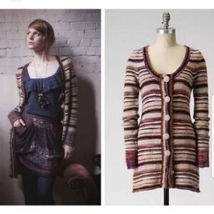 Anthropologie Multicolor Striped Cardigan